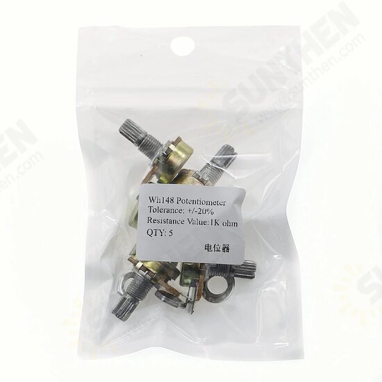5pcs/lot WH148 1K 2K 5K 10K 20K 50K 100K 250K 500K 1M Single Linear Potentiometer with Knobs 5pcs/lot WH148 1K 2K 5K 10K 20K 50K 100K 250K 500K 1M Single Linear Potentiometer with Knobs