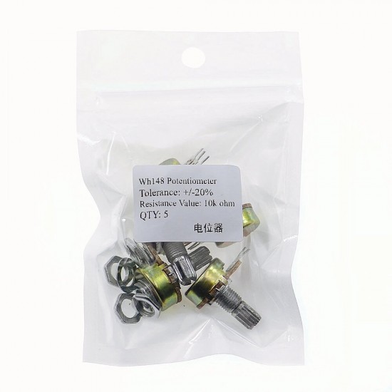 5pcs/lot WH148 1K 2K 5K 10K 20K 50K 100K 250K 500K 1M Single Linear Potentiometer with Knobs