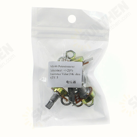 5pcs/lot WH148 1K 2K 5K 10K 20K 50K 100K 250K 500K 1M Single Linear Potentiometer with Knobs 5pcs/lot WH148 1K 2K 5K 10K 20K 50K 100K 250K 500K 1M Single Linear Potentiometer with Knobs