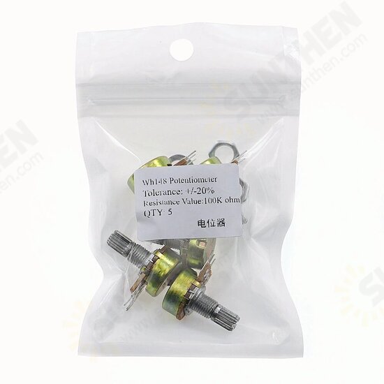 5pcs/lot WH148 1K 2K 5K 10K 20K 50K 100K 250K 500K 1M Single Linear Potentiometer with Knobs