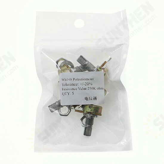 5pcs/lot WH148 1K 2K 5K 10K 20K 50K 100K 250K 500K 1M Single Linear Potentiometer with Knobs