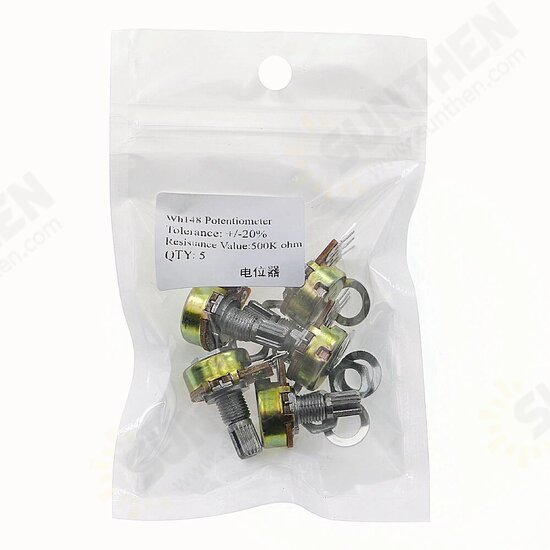 5pcs/lot WH148 1K 2K 5K 10K 20K 50K 100K 250K 500K 1M Single Linear Potentiometer with Knobs 5pcs/lot WH148 1K 2K 5K 10K 20K 50K 100K 250K 500K 1M Single Linear Potentiometer with Knobs