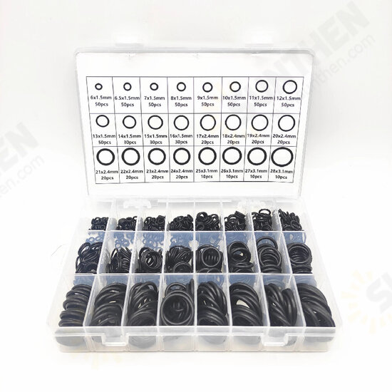 740pcs Boxed Rubber O-Ring Car Air Conditioner Sealing Ring Nitrile Rubber Black