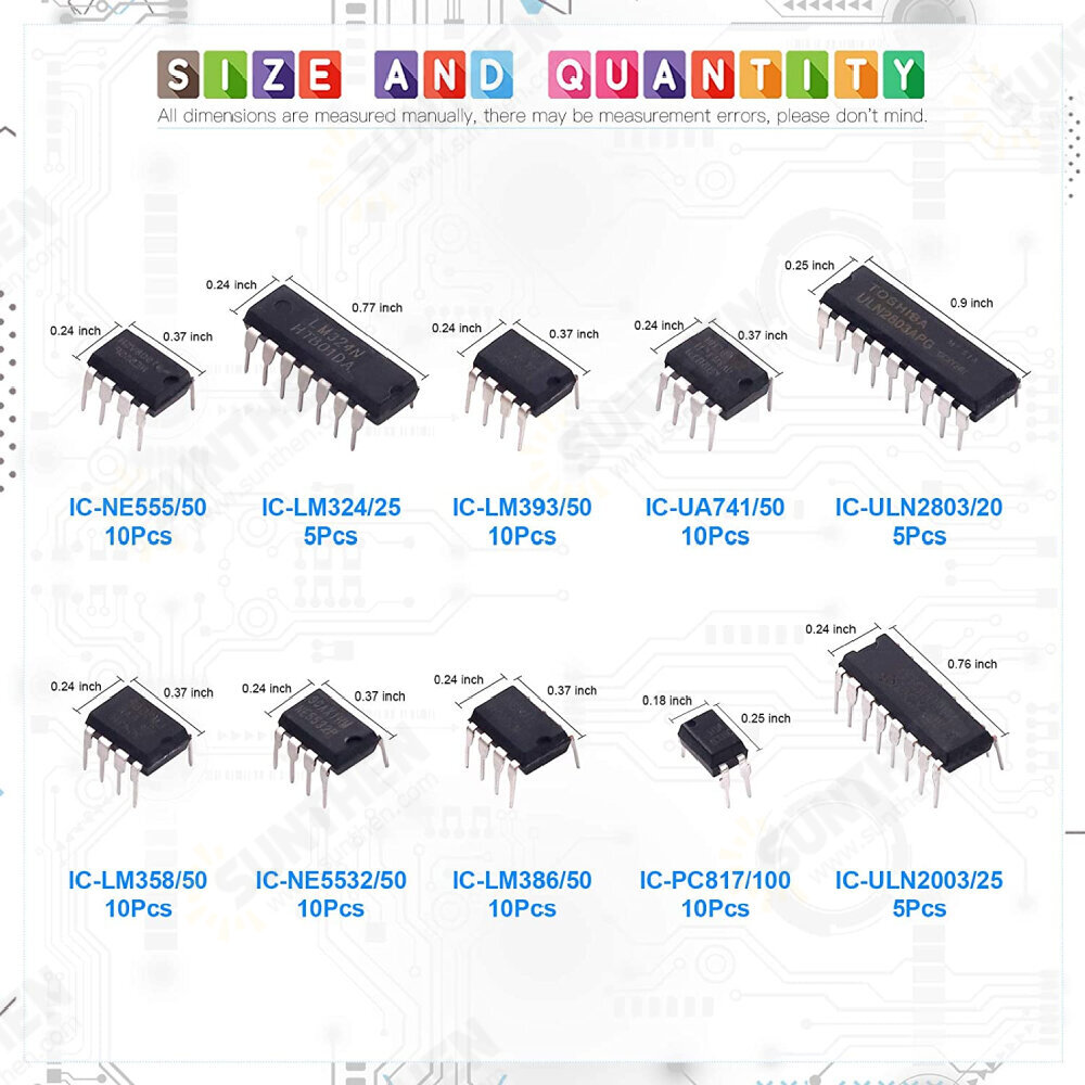 85pcs 10 Types Integrated Circuit Chip IC Chips Assortment Kit OPAMP ...