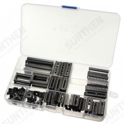 95pcs DIP IC Sockets 6/8/14/16/18/20/24/28 Pins Adapter Solder Type Socket Kit 95pcs DIP IC Sockets 6/8/14/16/18/20/24/28 Pins Adapter Solder Type Socket Kit