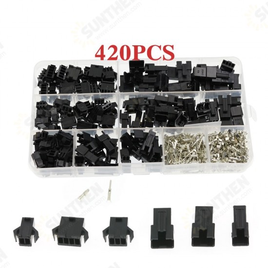 420pcs SM 2.54 Pitch 2p 3p 4p 2.54mm Terminals 20 Sets Kit with Box
