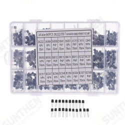 840pcs 24Values TO-92 Transistor Assortment Kit BC327 BC337 BC547 transistor 2N2222 3904 3906 C945 PNP/NPN Transistors Pack 840pcs 24Values TO-92 Transistor Assortment Kit BC327 BC337 BC547 transistor 2N2222 3904 3906 C945 PNP/NPN Transistors Pack