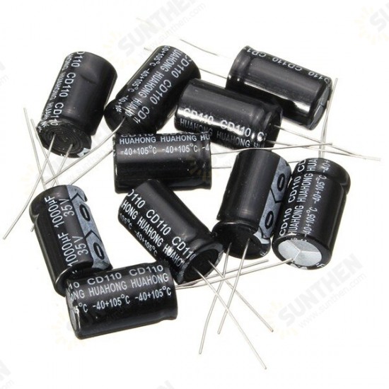 10pcs 35V 1000uF Electrolytic Capacitor Low ESR 13 x 20mm