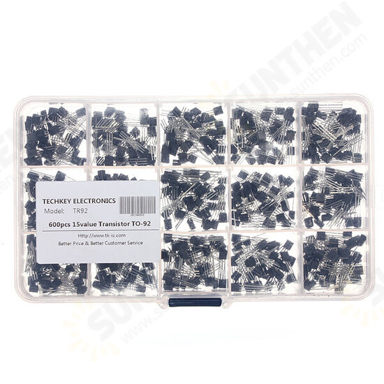 600 Pcs 15 Value x 40 Pcs Transistor TO-92 Assortment Box Kit With Box