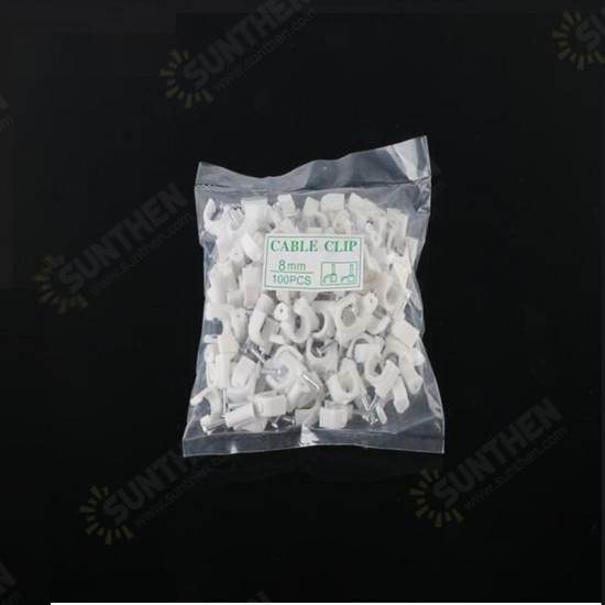 100Pcs 8mm Line Card Retainer Steel Nail Wire Card Nail Network Cable Phone Line Nail with Plastic Bag