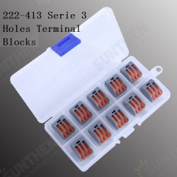 10Pcs 222-413 Serie 3 Holes Terminal Blocks Safe and Fast Insulation for Decoration Lamps with Plastic Box 10Pcs 222-413 Serie 3 Holes Terminal Blocks Safe and Fast Insulation for Decoration Lamps with Plastic Box
