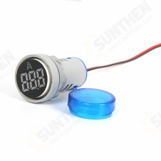 AD101-22AM 0-100A 22MM Mini LED Digital Ammeter 5 Color Available Circle Panel Current Meter Tester Pilot Light Indicator Display