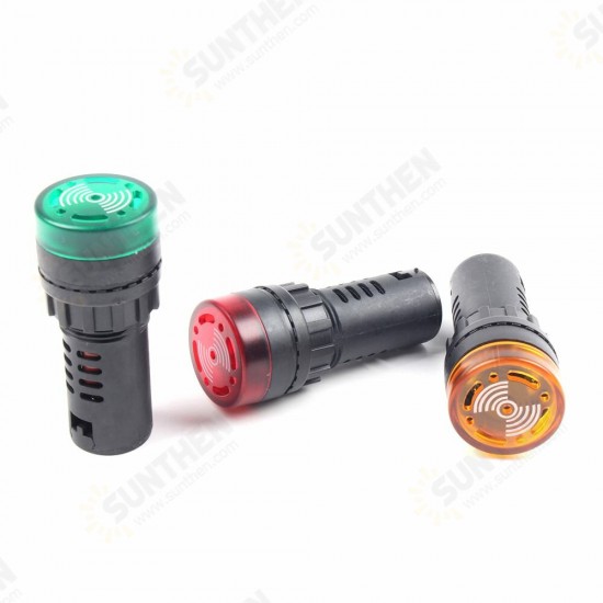 AD16-22SM 12V 24V 110V 220V 380V 22mm Flash Signal Light LED Active Buzzer Beep Alarm Indicator Red Green Yellow