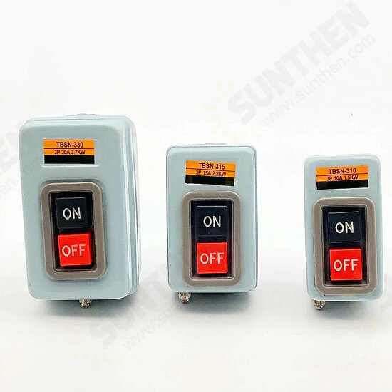 TBSN-310/315/330 3P AC 380V 10/15/30A 1.5/2.2/3.7KW Metal Button Switch Control Box Power Three Phases Electrical Equipment