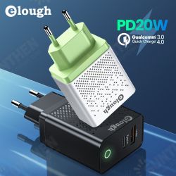 20W 2-Port USB PD Charger Dual 20W USB-C PD3.0 QC3.0 FCP SCP Fast Charging Wall Charger Adapter EU/US/UK Plug for iPhone Samsung Huawei OnePlus