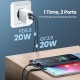 20W 2-Port USB PD Charger Dual 20W USB-C PD3.0 QC3.0 FCP SCP Fast Charging Wall Charger Adapter EU/US/UK Plug for iPhone Samsung Huawei OnePlus