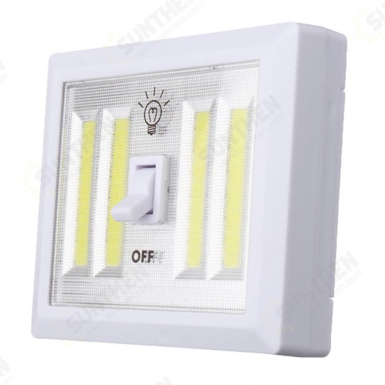 Battery Powered 4 COB LED Night Light Wall Switch Self Stick Closet 6000K White Bright