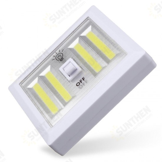 Battery Powered 4 COB LED Night Light Wall Switch Self Stick Closet 6000K White Bright