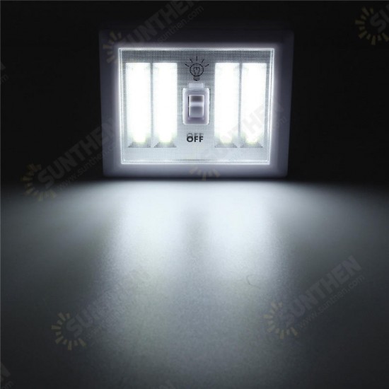 Battery Powered 4 COB LED Night Light Wall Switch Self Stick Closet 6000K White Bright