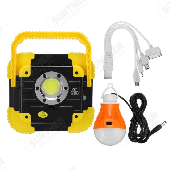 Portable LED Work Light USB Rechargeable 360°Adjustable Flashlight w/ Light Bulb