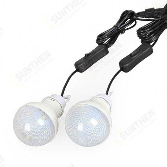 Solar Panel 2pcs LED Bulb Kit Waterproof Light Sensor Outdoor Camping Tent Fishing Emergency Lamp