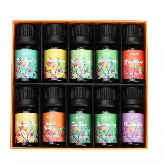 10PCS 10ml Aromatherapy Essential Oil Remove Odor Fragrances 100% Natural Reduce Fatigue
