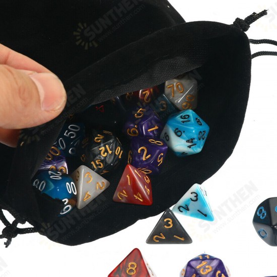 105 Pcs Dice Set Polyhedral Dices 7 Color Role Playing Table Game With Cloth Game Multi-sied Dice