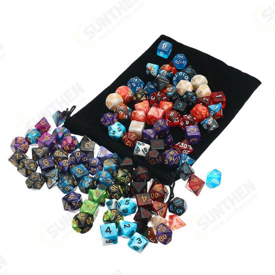 105 Pcs Dice Set Polyhedral Dices 7 Color Role Playing Table Game With Cloth Game Multi-sied Dice