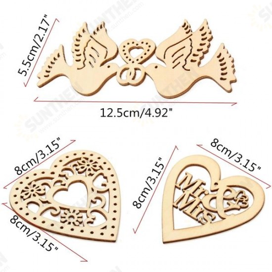 10pcs Wooden Laser Cut Heart Shapes Craft Embellishments Decoration Wedding Favors