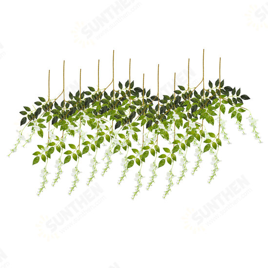 12 Pcs Artificial Silk Flower Wisteria Vine Hanging Garland Garden Wedding Decorations