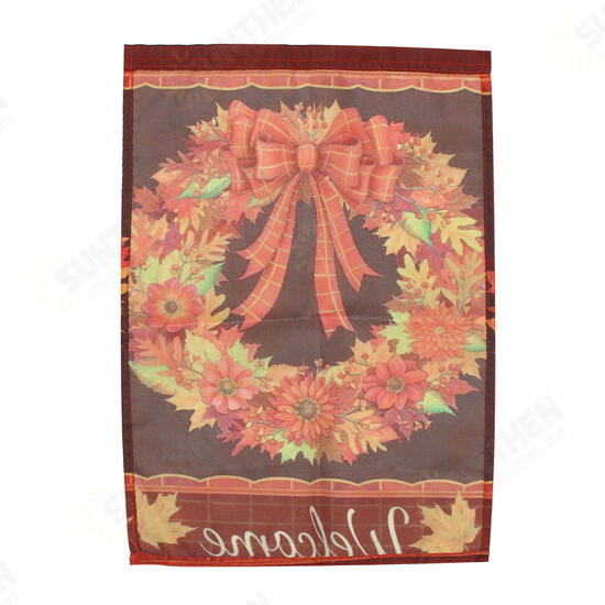 12.5inchx18inch Fall Wreath Garden Flag Welcome Autumn Leaves Floral Briarwood Lane Decorations