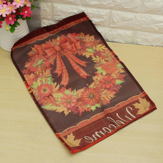 12.5inchx18inch Fall Wreath Garden Flag Welcome Autumn Leaves Floral Briarwood Lane Decorations