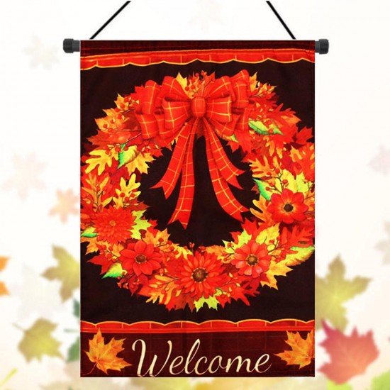 12.5inchx18inch Fall Wreath Garden Flag Welcome Autumn Leaves Floral Briarwood Lane Decorations