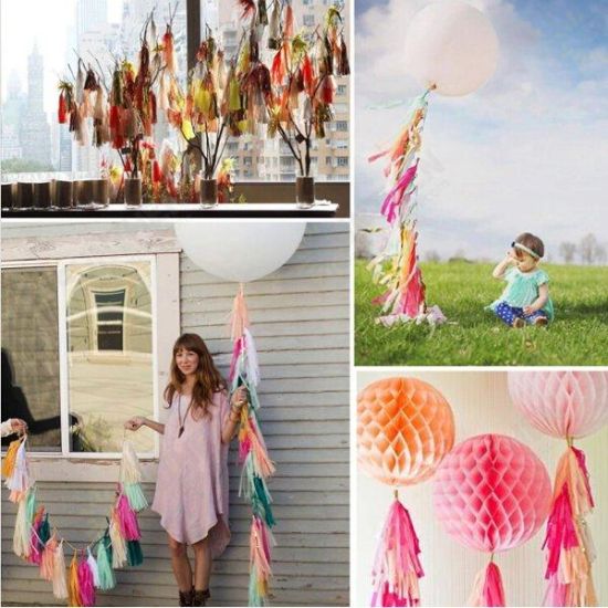 14 Inch Tissue Paper Tassel Garland Birthdays Party Decorations Event Gift Pack Balloon Accessoriess