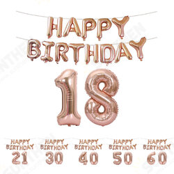 18/21/30/40/50/60th Rose Gold Happy Birthday Foil Balloon Banner Kit Party Decorations 18/21/30/40/50/60th Rose Gold Happy Birthday Foil Balloon Banner Kit Party Decorations