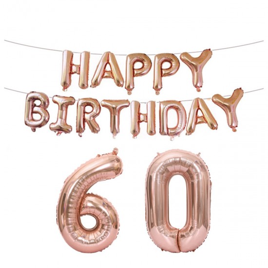 18/21/30/40/50/60th Rose Gold Happy Birthday Foil Balloon Banner Kit Party Decorations