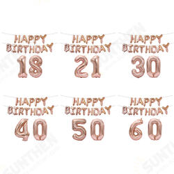 18/21/30/40/50/60th Rose Gold Happy Birthday Foil Balloon Banner Kit Party Decorations 18/21/30/40/50/60th Rose Gold Happy Birthday Foil Balloon Banner Kit Party Decorations