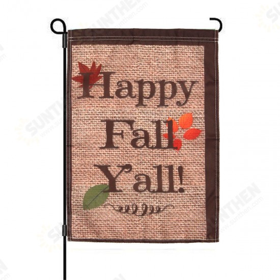 18inchx12.5inch Happy Fall Yall Autumn Polyester House Holiday Decorations Garden Flag