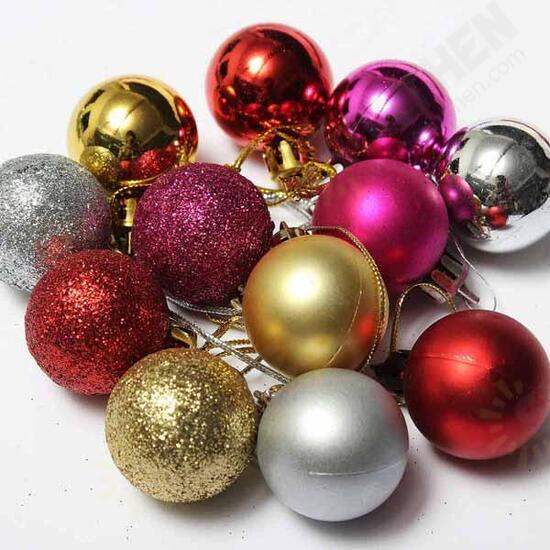 24pcs Xmas Tree Decoration Christmas Glitter Balls Ornament