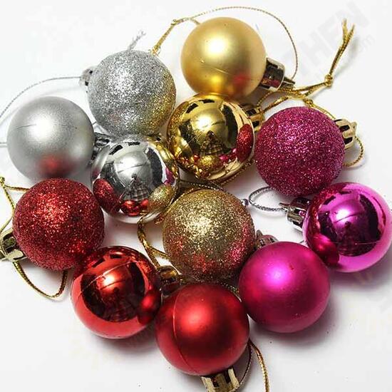 24pcs Xmas Tree Decoration Christmas Glitter Balls Ornament