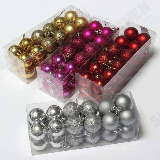 24pcs Xmas Tree Decoration Christmas Glitter Balls Ornament