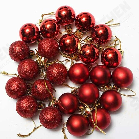 24pcs Xmas Tree Decoration Christmas Glitter Balls Ornament