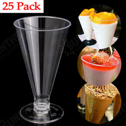 25Pcs Dessert Mousse Cake Cup Canape Dishes Clear Plastic Jelly Goblet Party 25Pcs Dessert Mousse Cake Cup Canape Dishes Clear Plastic Jelly Goblet Party