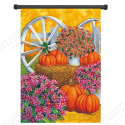 28inch x 40inch Pumpkin Wagon Wheel Fall Autumn Decorative House Flag Large Banner Decorations 28inch x 40inch Pumpkin Wagon Wheel Fall Autumn Decorative House Flag Large Banner Decorations
