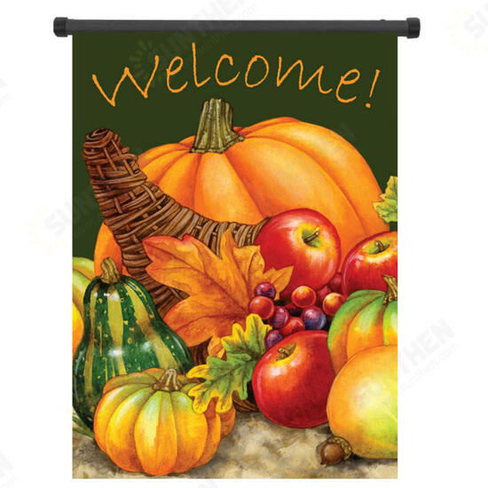 28inch x 40inch Pumpkin Harvest Cornucopia Welcome Autumn Fall Garden Flag Yard Banner Decorations