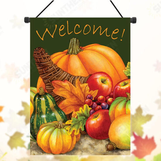 28inch x 40inch Pumpkin Harvest Cornucopia Welcome Autumn Fall Garden Flag Yard Banner Decorations