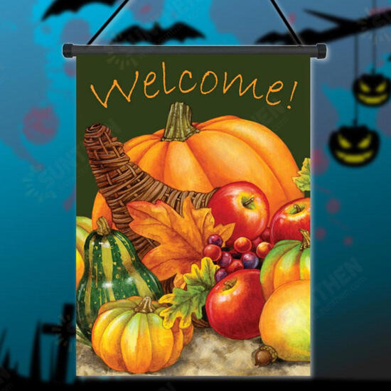 28inch x 40inch Pumpkin Harvest Cornucopia Welcome Autumn Fall Garden Flag Yard Banner Decorations