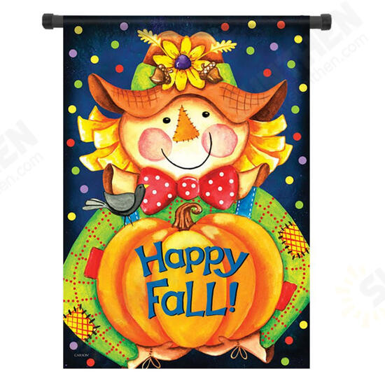 28inchx40inch Happy Smile Fall Scarecrow Welcome House Garden Flag Yard Banner Decorations