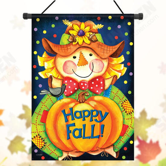 28inchx40inch Happy Smile Fall Scarecrow Welcome House Garden Flag Yard Banner Decorations