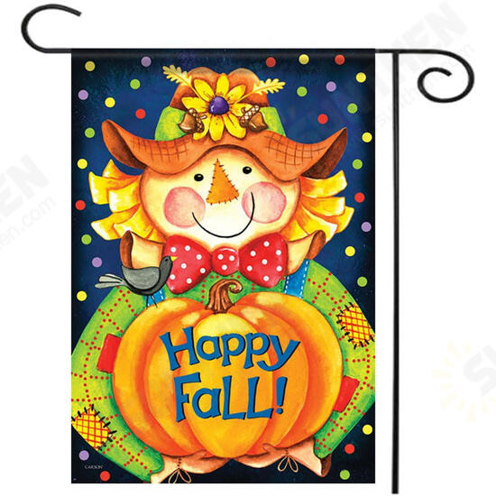 28inchx40inch Happy Smile Fall Scarecrow Welcome House Garden Flag Yard Banner Decorations